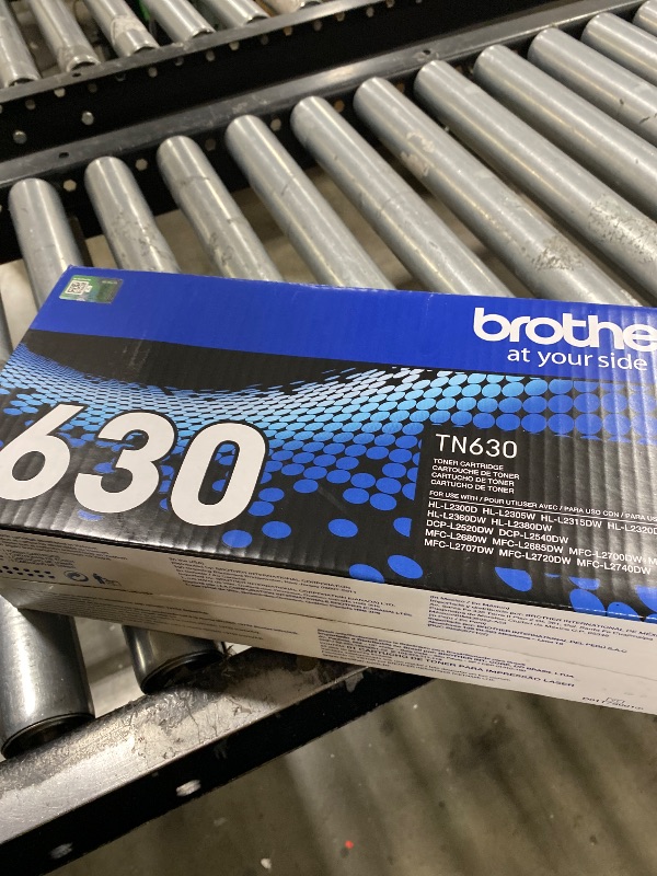 Photo 1 of Brother Genuine Standard Yield Toner Cartridge, TN630, Replacement Black Toner, Page Yield Up to 1,200 Pages, Amazon Dash Replenishment Cartridge