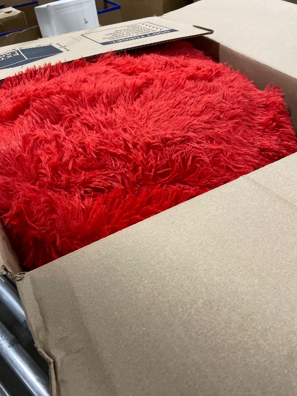 Photo 1 of Pionblank 9x12 Area Rug for Living Room, Shag Large Rug for Bedroom, Soft Furry Non Slip Carpet for Kids Room Nursery Teens Dorm Home Decor, Red