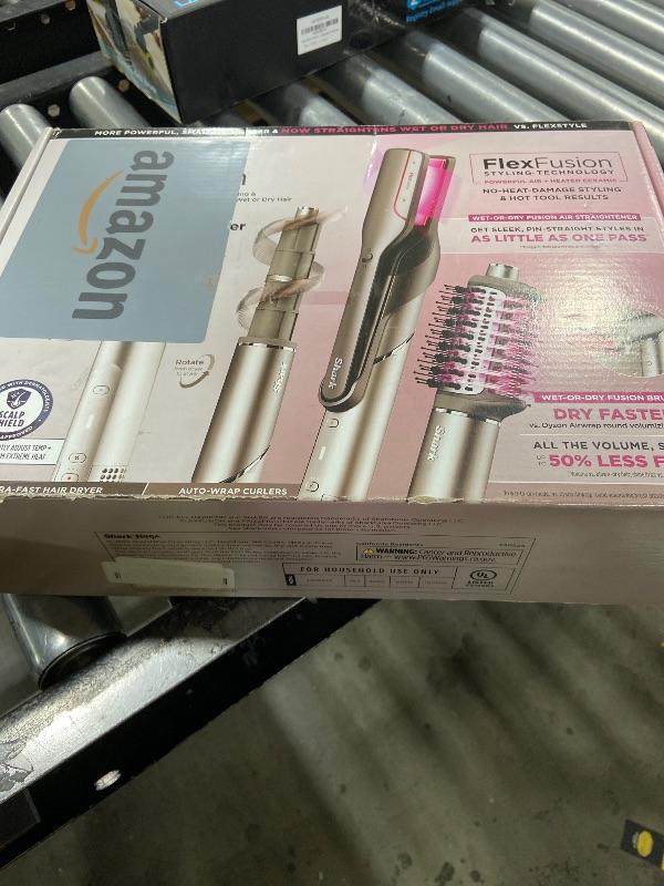 View 2 of Shark Flex Fusion Hair Straightener & Powerful Hair Dryer with Fusion Hair Brush, Air Styler with Auto-Wrap Hair Curlers, Concentrator, & Frizz Fighter, Metallic Mist, HD651S
