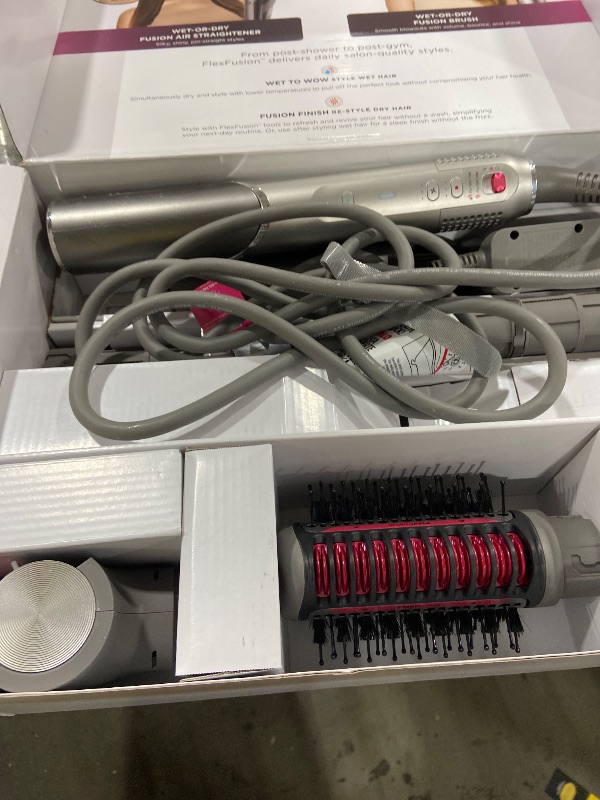 View 3 of Shark Flex Fusion Hair Straightener & Powerful Hair Dryer with Fusion Hair Brush, Air Styler with Auto-Wrap Hair Curlers, Concentrator, & Frizz Fighter, Metallic Mist, HD651S