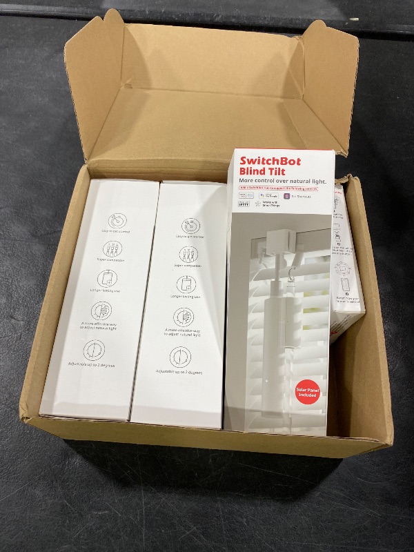 Photo 1 of SwitchBot Smart Electric Motorized Blinds Kit - 3Pack with 2.4G WiFi Remote Control, Solar Powered, Compatible with Alexa, Google Home and Siri, Light Sensing Control, Unlimited Group Control