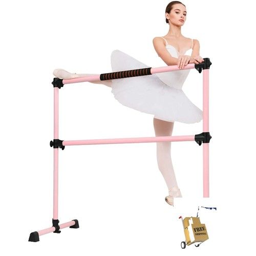 Photo 1 of Adjustable 4FT Pink Solid Wood Ballet Barre for Dance Training with Stepless