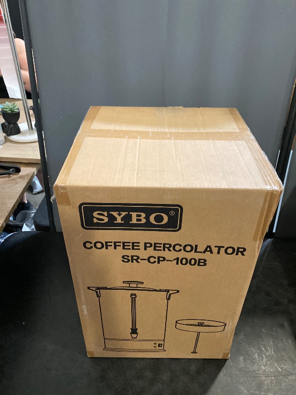 Photo 1 of SYBO 120 Cup Commercial Coffee Urn & Hot Beverage Dispenser Stainless Steel Percolate Maker Fast Brew Keeps Warm – Ideal for Tea Water at Events Catering 18 L Metallic