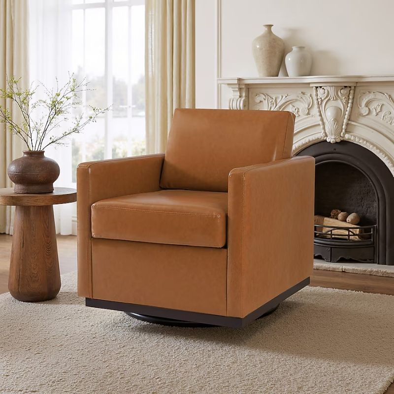 Photo 1 of Dreamsidea Swivel Accent Chair - Faux Leather Mid Century Modern Arm Chair - Living Room Bedroom