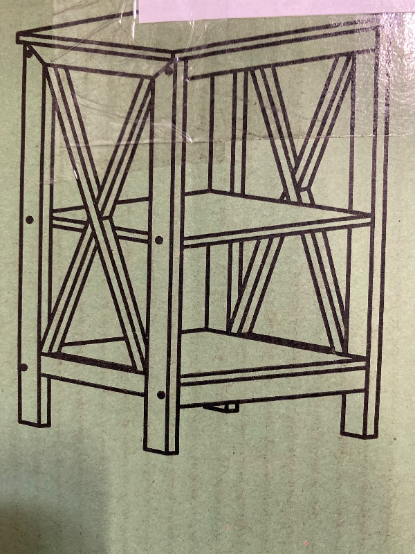 Photo 1 of 3 Tier Rustic End Table Industrial X Shape Small Wooden Side Table Living Room
