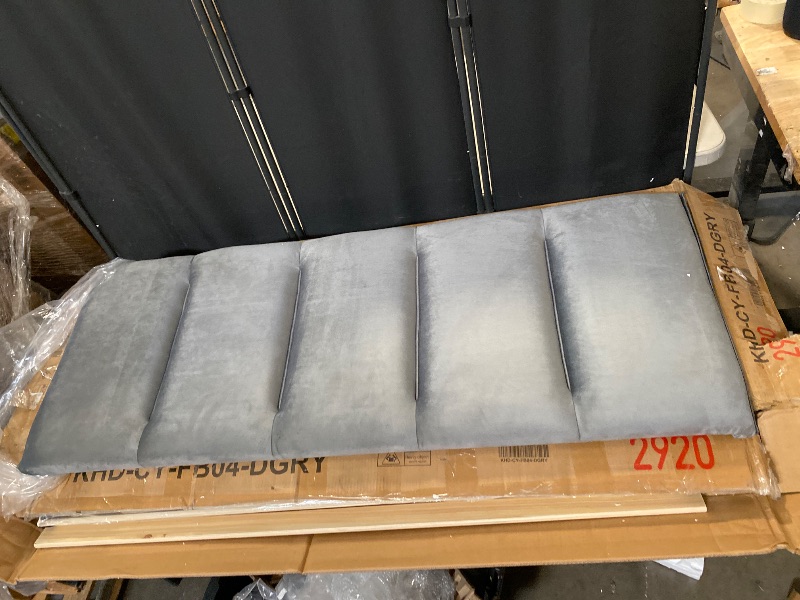 Photo 1 of Twin Size Upholstered Bedframe, Gray Metal Frame Full Platform Bed with Adjustable Headboard, Wood Slat, No Box Spring Needed