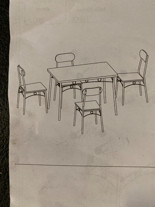 Photo 1 of Dining Table Set for 4, Kitchen Table and Chairs for 4 with Chairs, 5 Piece Dining Room Table Set, Rectangular Kitchen Table Set for Small Space, Apartment, Studio, Rustic Black