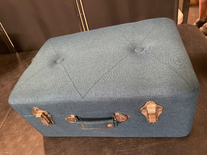 Photo 1 of Edencomer Ottoman Storage Foot Rest Vanity Suitcase Bench Stool,End Chair of Bed for Bedroom,Living Room,Entryway,Walk-in Closet Sitting,Blue