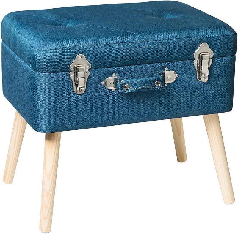 Photo 1 of Edencomer Ottoman Storage Foot Rest Vanity Suitcase Bench Stool,End Chair of Bed for Bedroom,Living Room,Entryway,Walk-in Closet Sitting,Blue