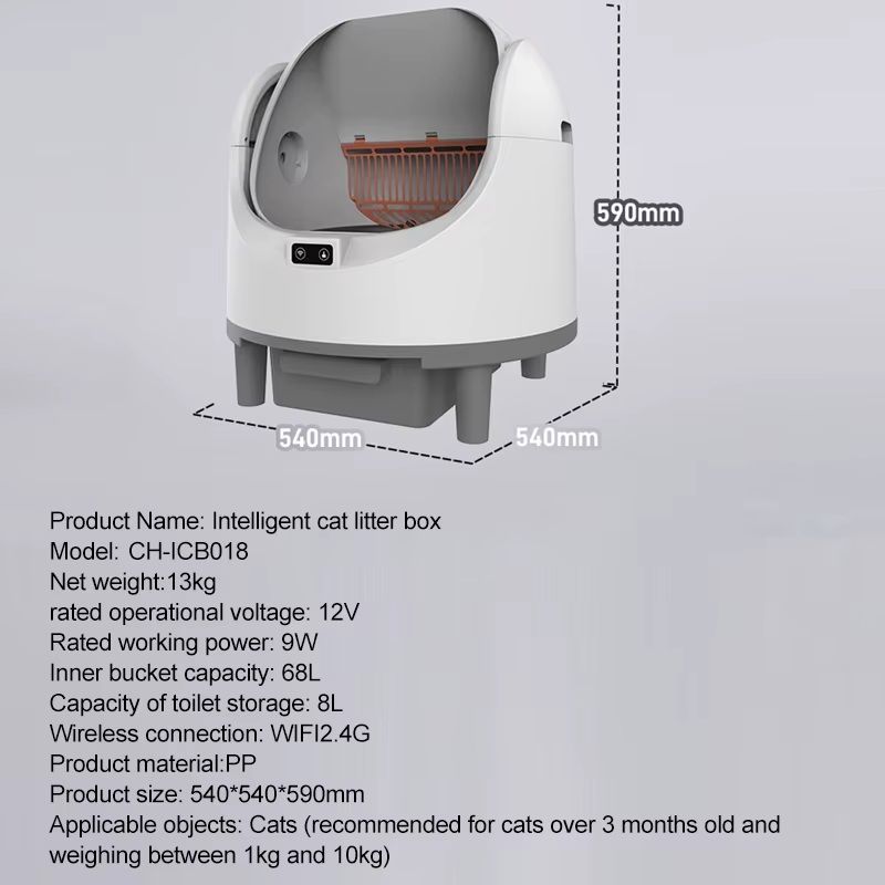 Photo 1 of Automatic Cat Litter Box, 68L Large Capacity for Multiple Cats, Self-Cleaning Litter Box with App Control & Safety Sensor Protection, White(Minor damage,see photo 4)