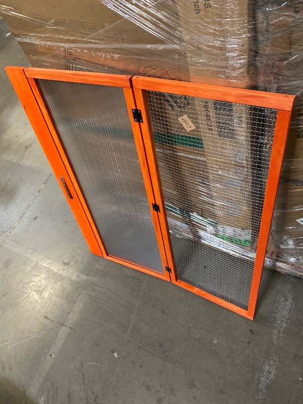 Photo 1 of Coziwow Folding Chicken Coop, Wooden Rabbit Hutch for Small Animals with Roosting Bar, Orange