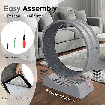 Photo 1 of Cat Exercise Wheel for Indoor Cats, 31.5" Cat Treadmill with Detachable Carpet ? Locking Mechanism, Cats Running Wheel Helps Cats to Lose Weight and Keep Health, Easy Assembled (Gray)