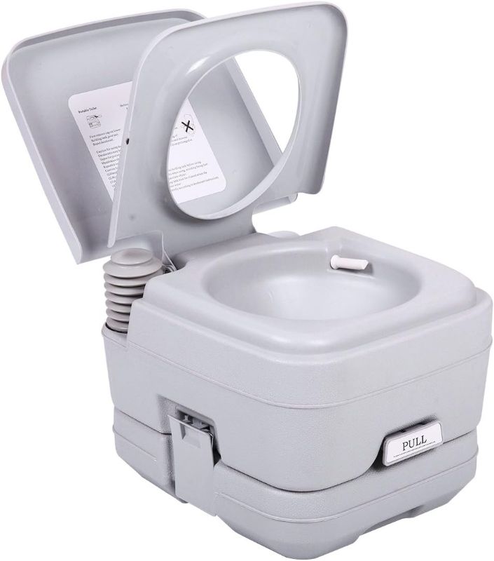 Photo 1 of 2.6 Gallon Outdoor Portable Toilet for RV Travel, Camping, Boating & Car, Leak-Proof Cassette Toilet, Grey