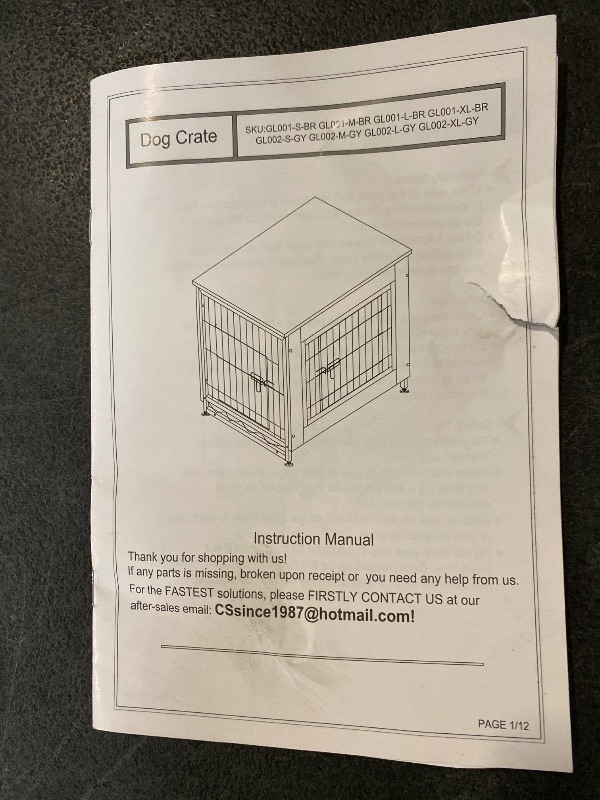Photo 1 of Dog Crate Furniture For Small Dogs 27'' Multi-functional Dog Kennel W/ Mat, Gray