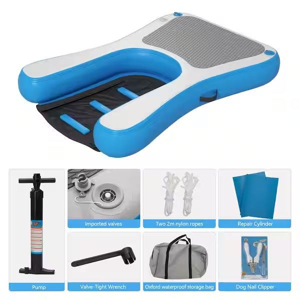 Photo 1 of 60 in. L Inflatable Dog Water Ramp Floating Ramp Ladder for Pool, Dock and Boat