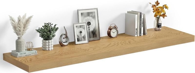Photo 1 of Heimlove 12 Inch Deep Floating Shelves, 55 x 12 inches Long Wall Shelf, Large Extra Display Shelf & Storage Shelf, Rustic Wood Wall Shelves for Fireplace Mantel, Set of 1(Oak)