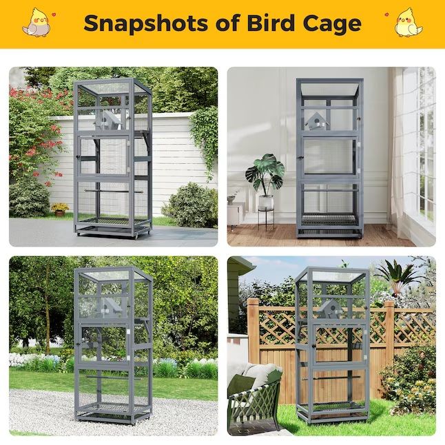 Photo 1 of Coziwow 28.1-in H Gray Wood Cardinals Bird cage Predator Proof Bird House
