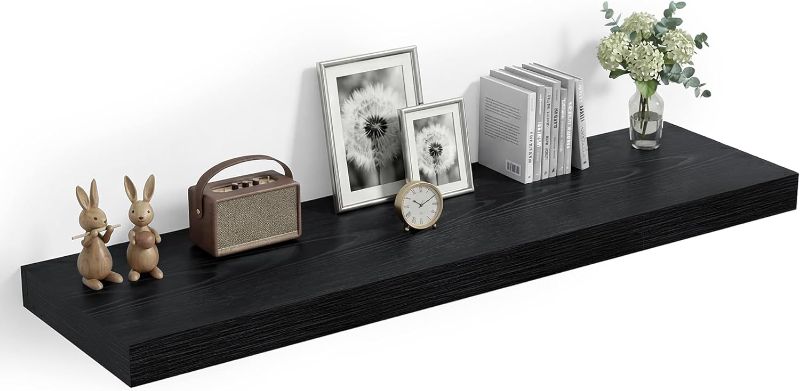 Photo 1 of Heimlove 12" Deep Floating Shelves, 36 x 12 Inch Wall Mounted Long Floating Shelf with Invisible Brackets, for Home Decor, Bedroom, Kitchen, Living Room, Bathroom - 1 Pack, Black