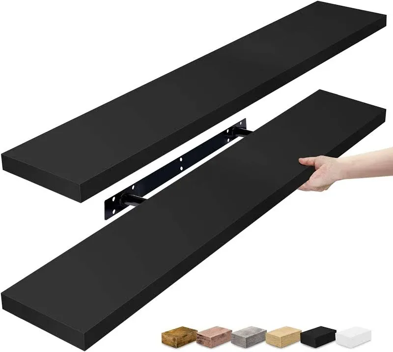 Photo 1 of Custom Floating Shelves | 36" x 8" Floating Shelf | Jet Black | The Shelf Shop