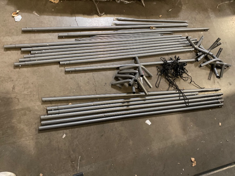 Photo 1 of For Parts Only , Easy Connect Poles and 4 Way Junctions For a 12 FT. X 20 FT. HEAVY DUTY PORTABLE CARPORT WITH SIDE-OPENING DOOR, ROLL-UP WINDOWS AND REINFORCED 4-HOLE BASE, WHITE