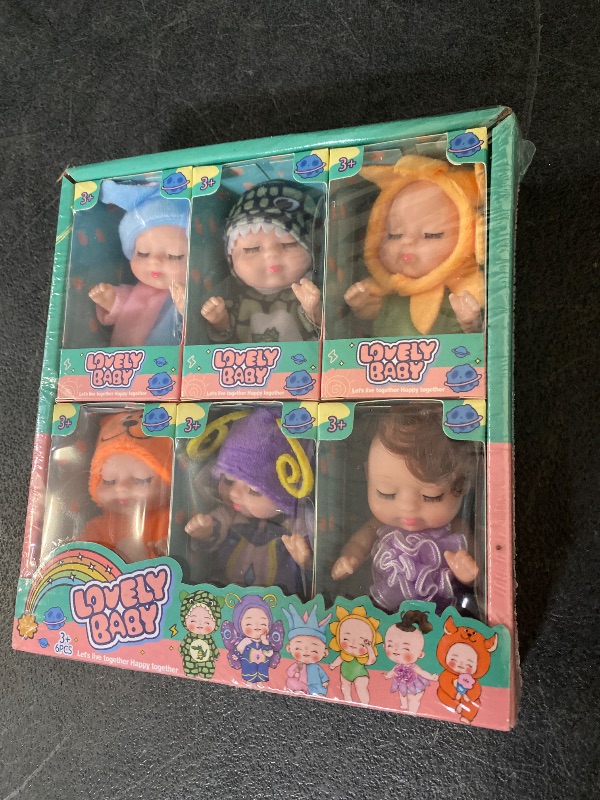 Photo 1 of 6 Pcs Mini Baby Dolls, Mini Doll Set, 5 Inch Lifelike Realistic Baby Dolls Mini Reborn Cute Baby Dolls Tiny Baby Doll Easter Egg Fillers Birthday Gifts Set for Girls Toddlers Kids Basket Stuffers