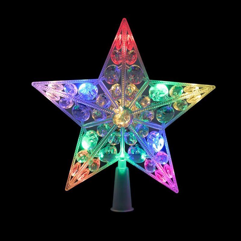 Photo 1 of 6" Clear Crystal Jeweled Star LED Christmas Tree Topper - Multi Lights