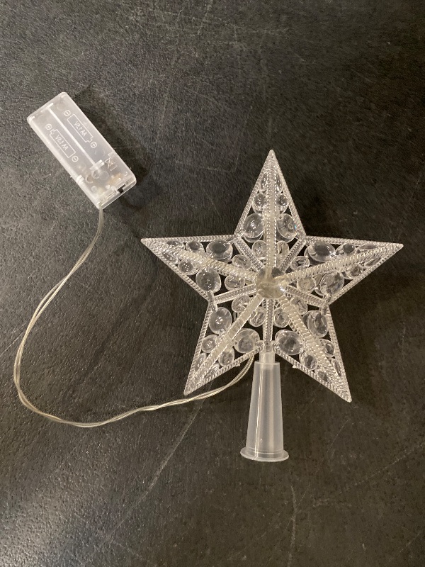 Photo 1 of 6" Clear Crystal Jeweled Star LED Christmas Tree Topper - Multi Lights