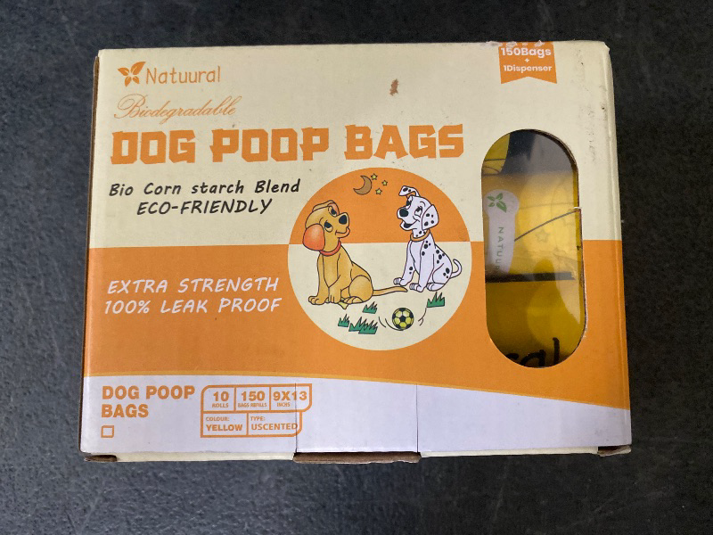 Photo 1 of Dog Poop Bags-150 Counts with Holder (10 Rolls), Biodegradable Poop Bags, Eco-friendly and Easy to Open, Thick Dog Waste Bags (Yellow)