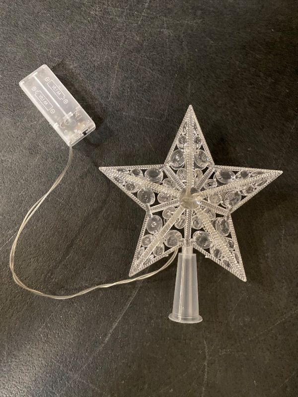 Photo 1 of 6" Clear Crystal Jeweled Star LED Christmas Tree Topper - Multi Lights