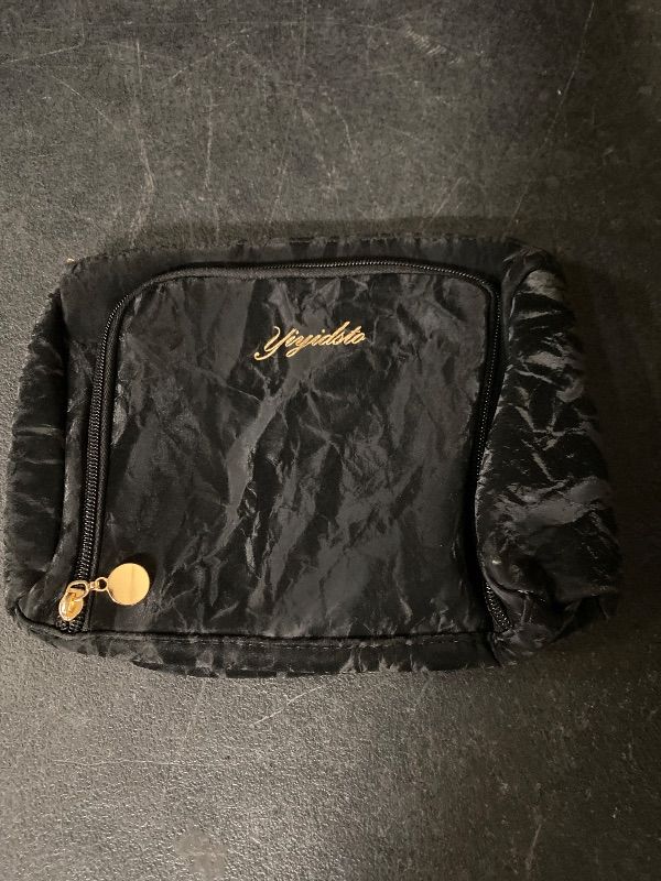 Photo 1 of Cosmetic Bag Travel Makeup Bag Large Capacity Small Travel Zipper Pouch Makeup Organizer Bag for Women (Black-1 Pack)