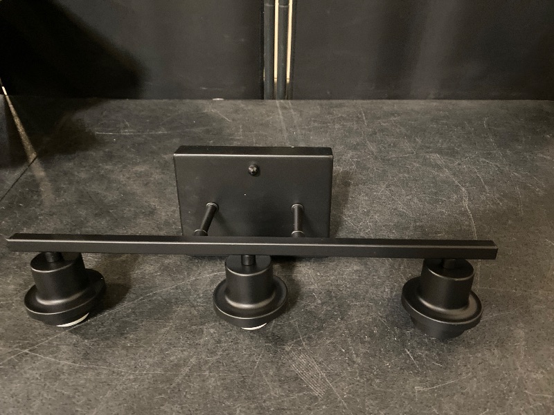 View 3 of 3-Light Bathroom Light Fixtures, 17.23" Black Modern Vanity Lights with Clear Glass Shade, Bathroom Wall Lamp for Mirror Kitchen Living Room Hallway Cabinet Porch