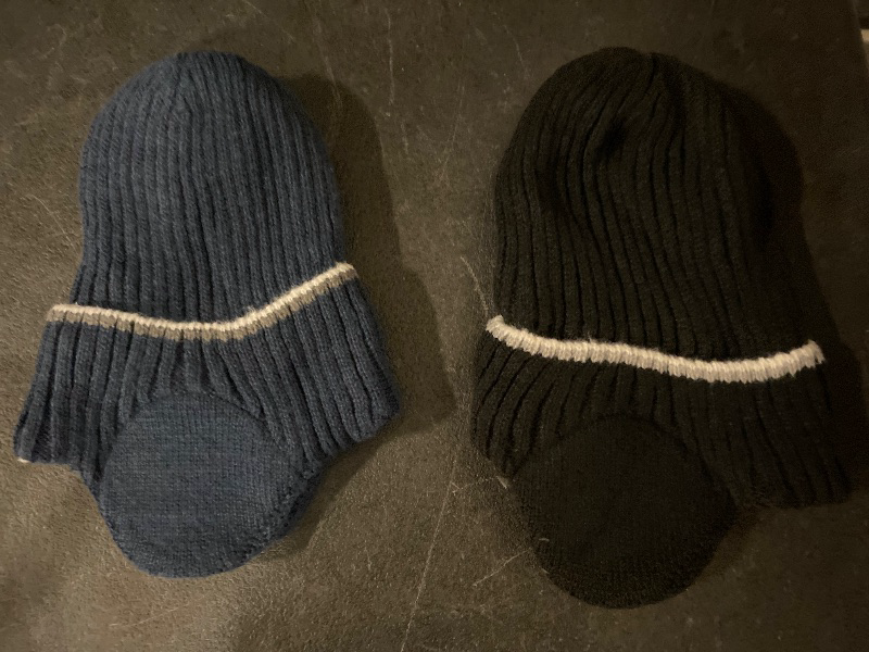 Photo 1 of BEACE Winter Fleece Line Beanie Knit Hats with Ear Flaps for Men Women,Warm Thermal Stocking Caps for Outdoor Cold Weather 2 pack(black,Blue)