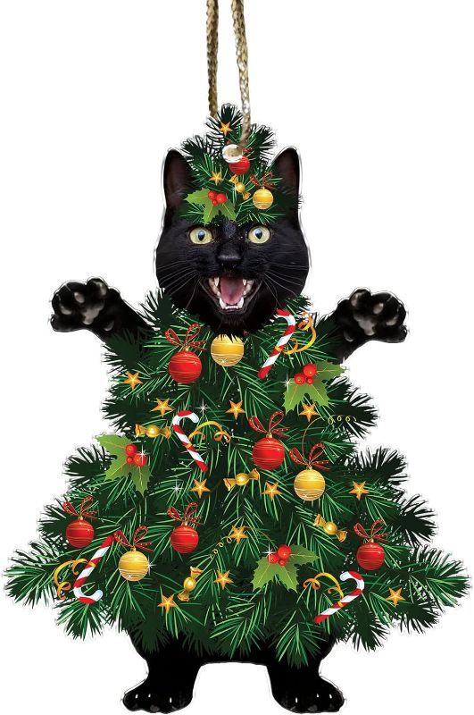 Photo 1 of Black Cat Acrylic Christmas Ornament – Funny Cat Xmas Tree Decoration – Kitty Lover Christmas Ornament – Cute Black Kitten Holiday Ornament – Cat Christmas Ornament Gift for Kitty Mom Kitten Dad