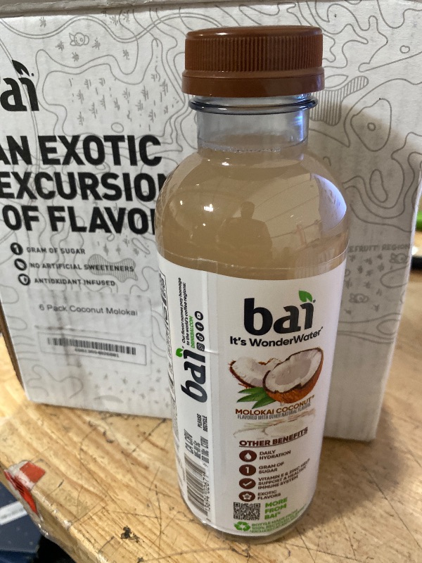 Photo 1 of Bai Antioxidant Infused Water Beverage, Molokai Coconut, with Vitamin C and No Artificial Sweeteners, 18 Fluid Ounce Bottle, 6 Pack