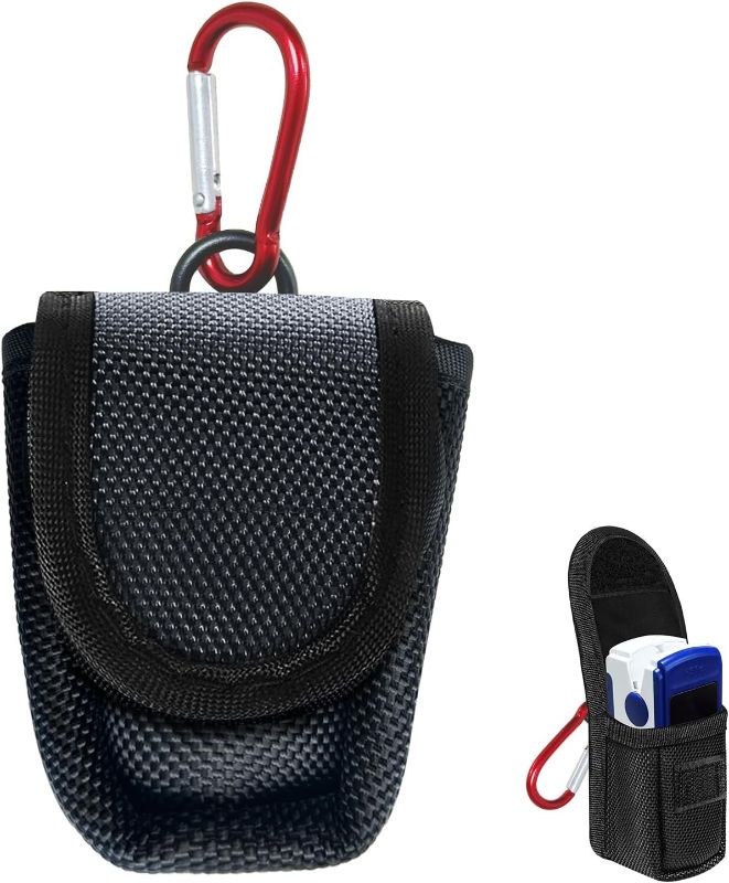 Photo 1 of Fingertip Pulse Oximeter Case with Carabiner, Black Nylon Carrying Pouch, Suitable for travel or home(only case)