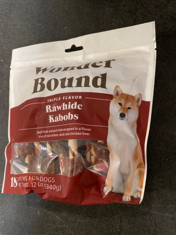 Photo 1 of Amazon Brand - Wonder Bound Triple Flavor Chicken Rawhide Kabobs for Dogs, 12 oz., Pack of 18