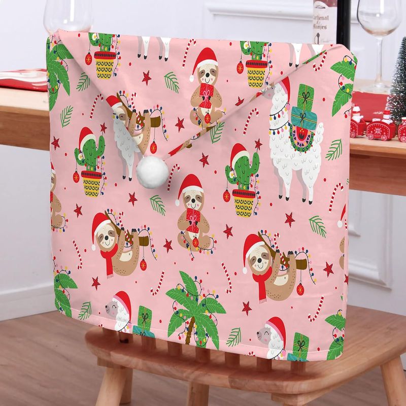 Photo 1 of GIOLNIAY Pink Christmas Wrapping Paper for Boys Girls Kids - Cute Holiday Gift Wrap with Sloth, Llama, Cactus & Palm Tree on Pink - 4 Jumbo Sheets, 28" x 40" Each (31 sq. ft ttl), Easy to Store