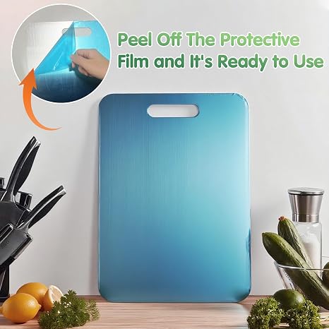 Photo 1 of New Titanium Cutting Board-Stainless Steel Cutting Boards for kitchen,Double-Sided Food Grade Non Toxic Cutting Board,Chopping Boards Necessities for Home Outdoor Camping Meal Prep,Easy to Clean(XL)