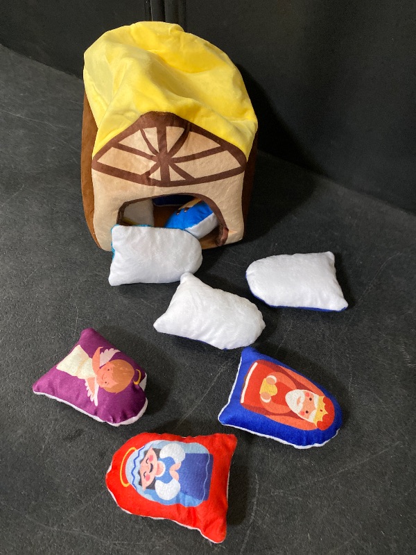 Photo 1 of Fun Express Stable with Stuffed Peekaboo Nativity Figures - 13 Pc