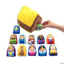 Photo 1 of Fun Express Stable with Stuffed Peekaboo Nativity Figures - 13 Pc
