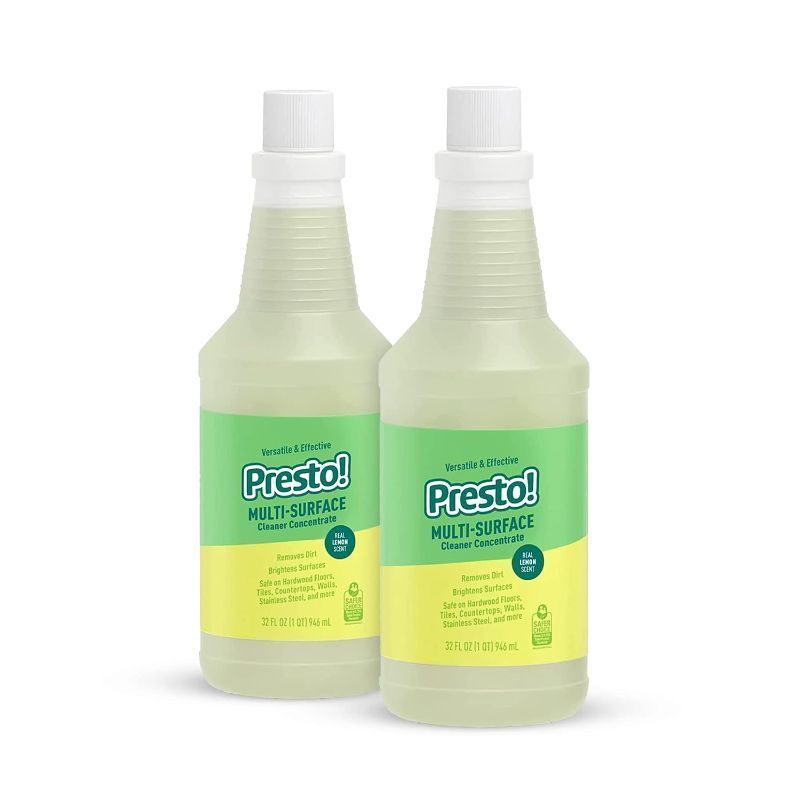 Photo 1 of Amazon Brand - Presto! Multi-Surface Cleaner Concentrate, 2X Concentrated Formula, Lemon Scent, Streak-Free All Purpose Cleaner for Hardwood Floors, Tile, Countertops, 32 fl oz, 2-Pack