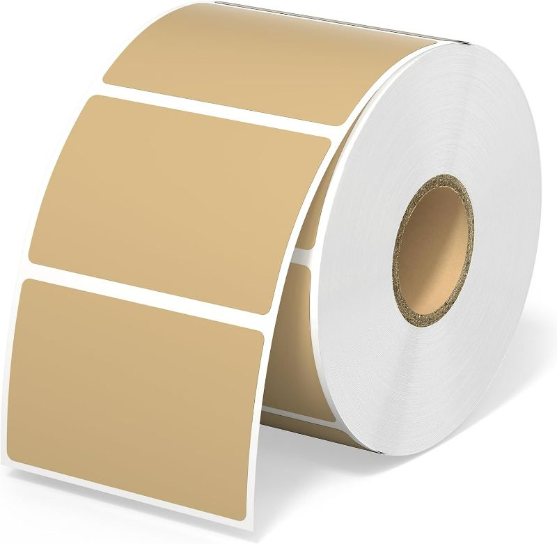 Photo 1 of 2.25 Inch Brown Circle Thermal Sticker Labels, Self-Adhesive Round Direct Thermal Labels for Logo Design, QR Code, 750 Sheets/1 Roll