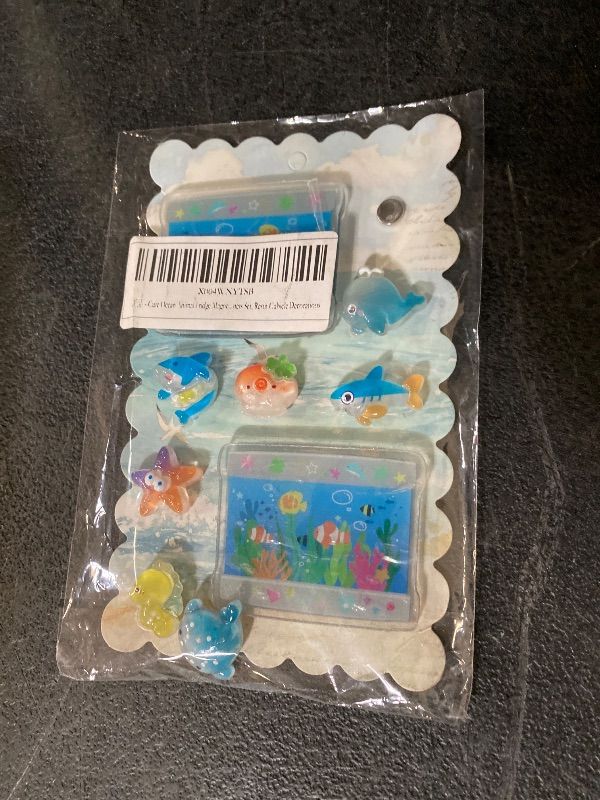 Photo 1 of Cute Ocean Animal Fridge Magnets - 2PCS Cartoon Fish Tank Refrigerator Magnets, Locker Decor & Whiteboard Magnets Set, Resin Cubicle Decorations