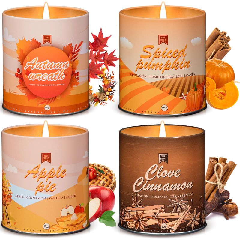Photo 1 of 58oz Winter Scented Candles Set 6Pcs Aromatherapy Soy Wax Decorative Candles for Birthday Halloween Christmas, House Warming Gifts for Women 9oz Apple/Vinilla/Cinnamon/Pumpkin/Latte/Cocoa Candle
