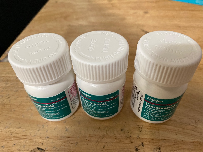 Photo 1 of Amazon Basic Care Lansoprazole Delayed Release Capsules, 15 mg, Proton Pump Inhibitor, Acid Reducer, 24 Hour Heartburn Medicine, 42 Count Pack