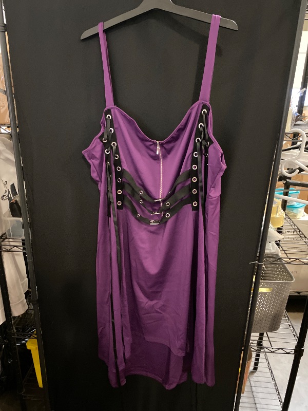 Photo 1 of 5XL ROSE GAL Womens Plus Size Gothic Dresses Sleeveless Wrap V-Neck Vintage 50S Spaghtti Strap Swing Cocktail Rockabilly Weeding Party Maxi Dress(Purple)