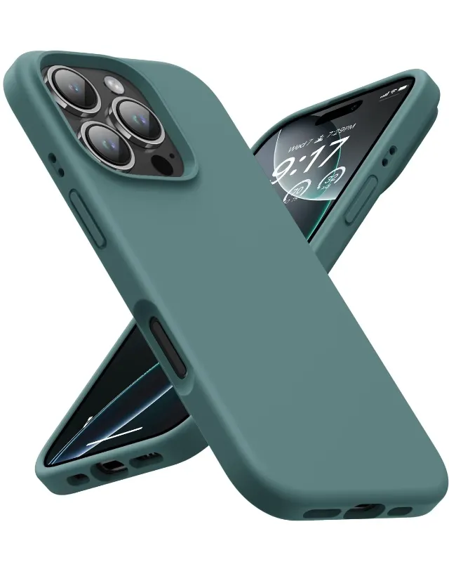 Photo 1 of OuXul Designed for iPhone 16 Pro Max Case,Shockproof Liquid Silicone Protective Phone Case with Soft Anti-Scratch Microfiber Lining Ultra Slim Drop Protection Phone Cover 6.9 inch (Military Green)