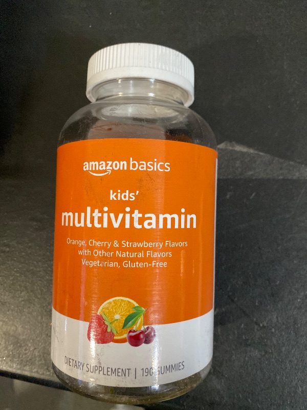 Photo 1 of Amazon Basics Kids' Multivitamin Gummies, Cherry, Strawberry & Orange Flavors, 190 Count (Previously Solimo)