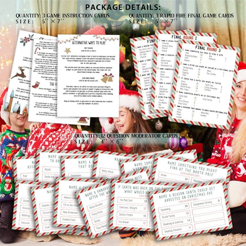 View 1 of Christmas Friendly Feud Quiz, Baby Shower Game Night, Christmas Party Game, Family Activity, Feud Trivia Quiz, Holiday Games for Adults Kids Coworkers Groups Christmas Party Supplies-002
