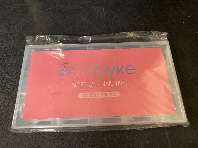 Photo 1 of Extra Short Almond Nail Tips, SSWSBYKE 300pcs 15 Sizes Gel Acrylic Nail Tips for Full Cover Pre-Shaped Fake Nails Tips Half Matte Press On Nails for Extension Home DIY Salon